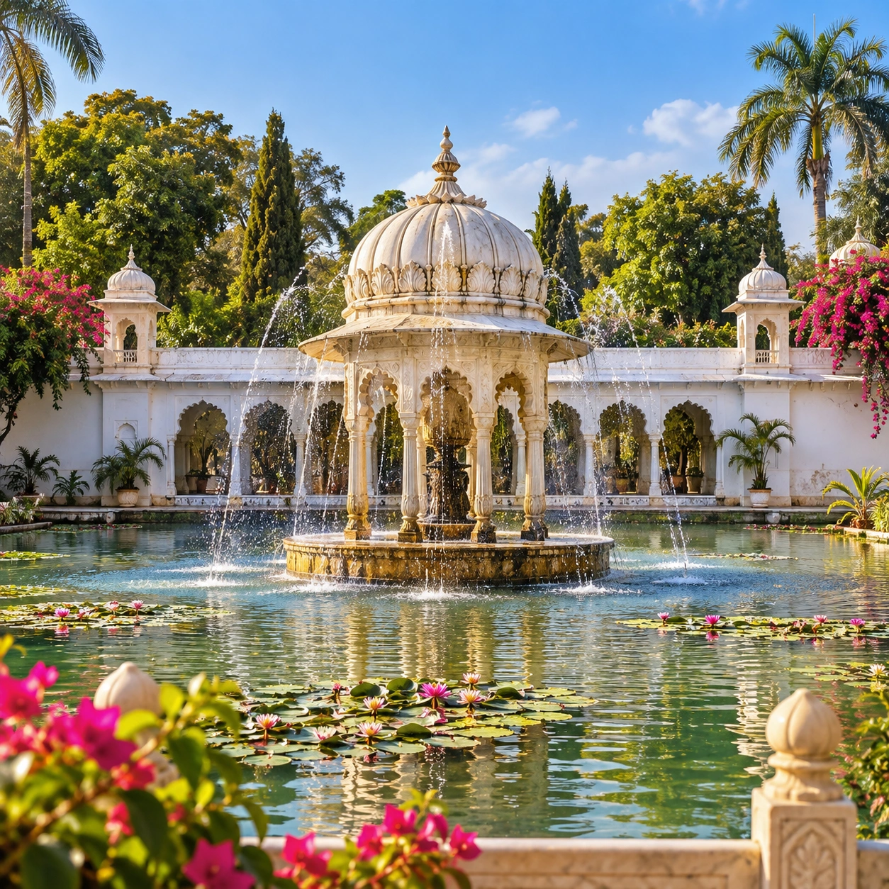 Heritage architecture beside the water in Udaipur