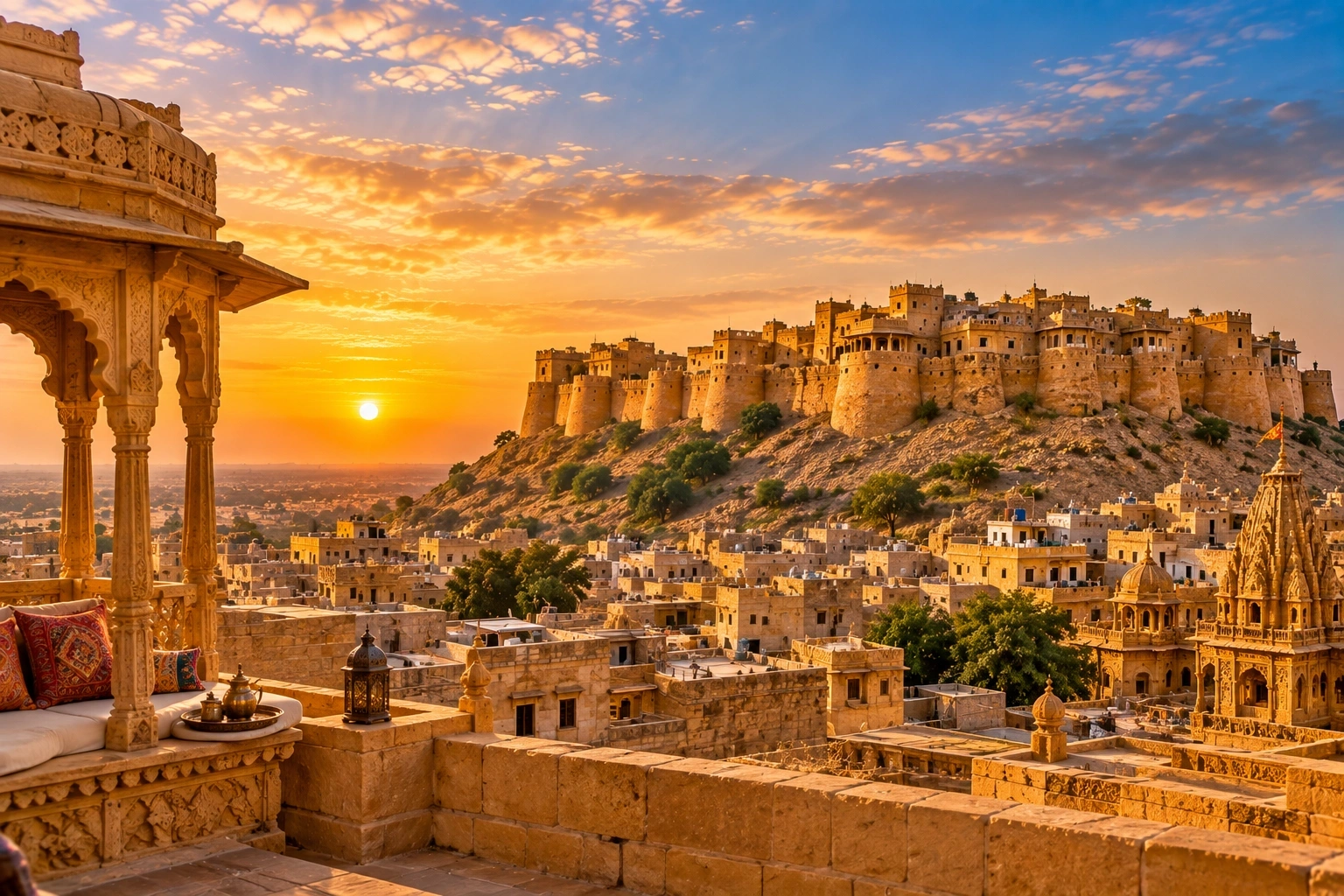 Jaisalmer Fort rising over the Thar desert