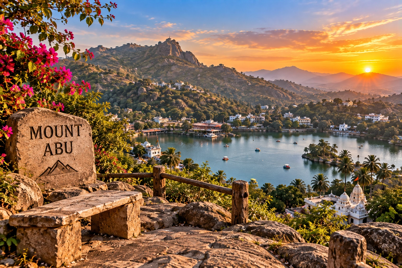 Sunset over the Aravalli hills at Mount Abu