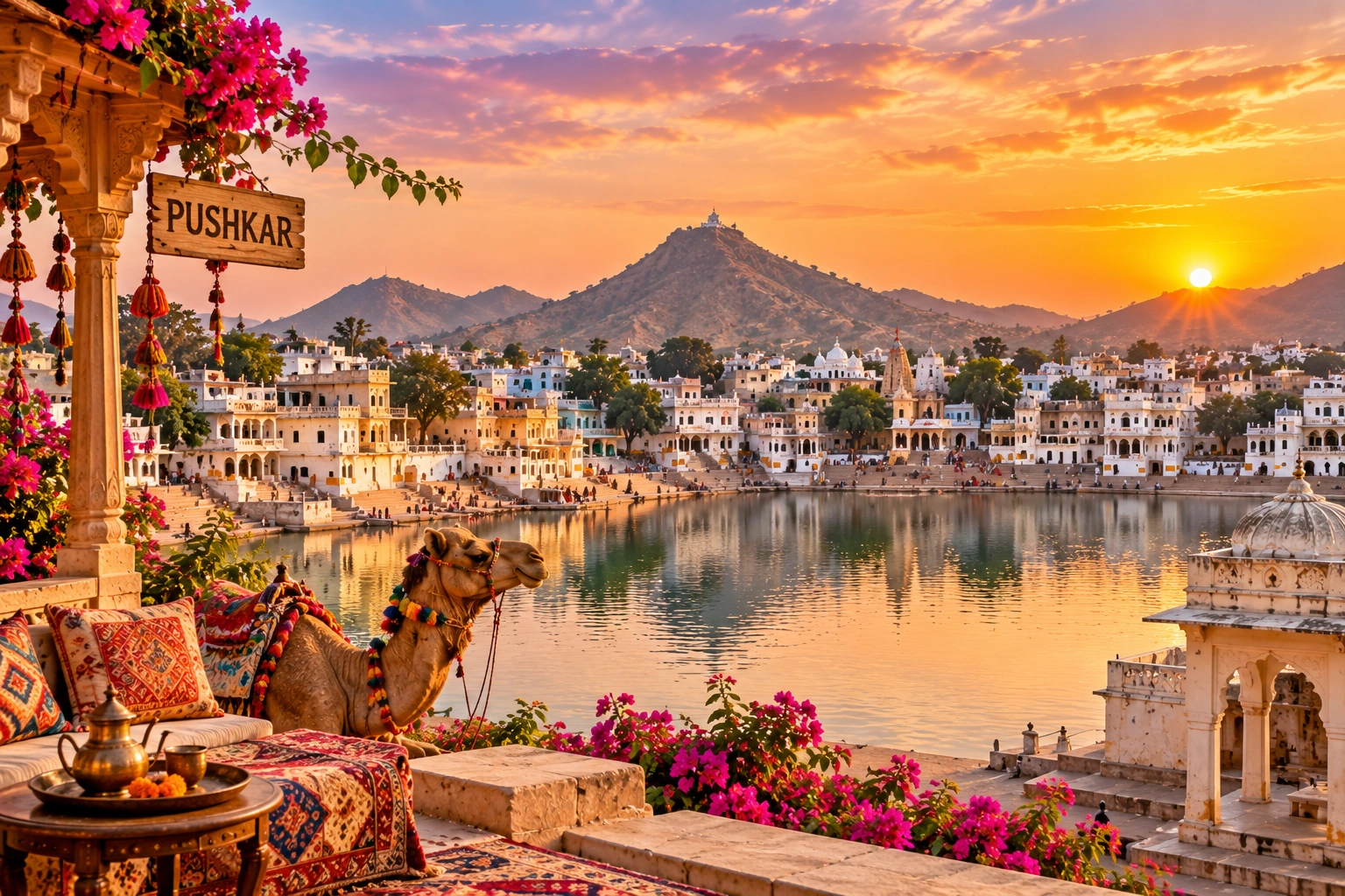 Pushkar's lakeside ghats and temple town